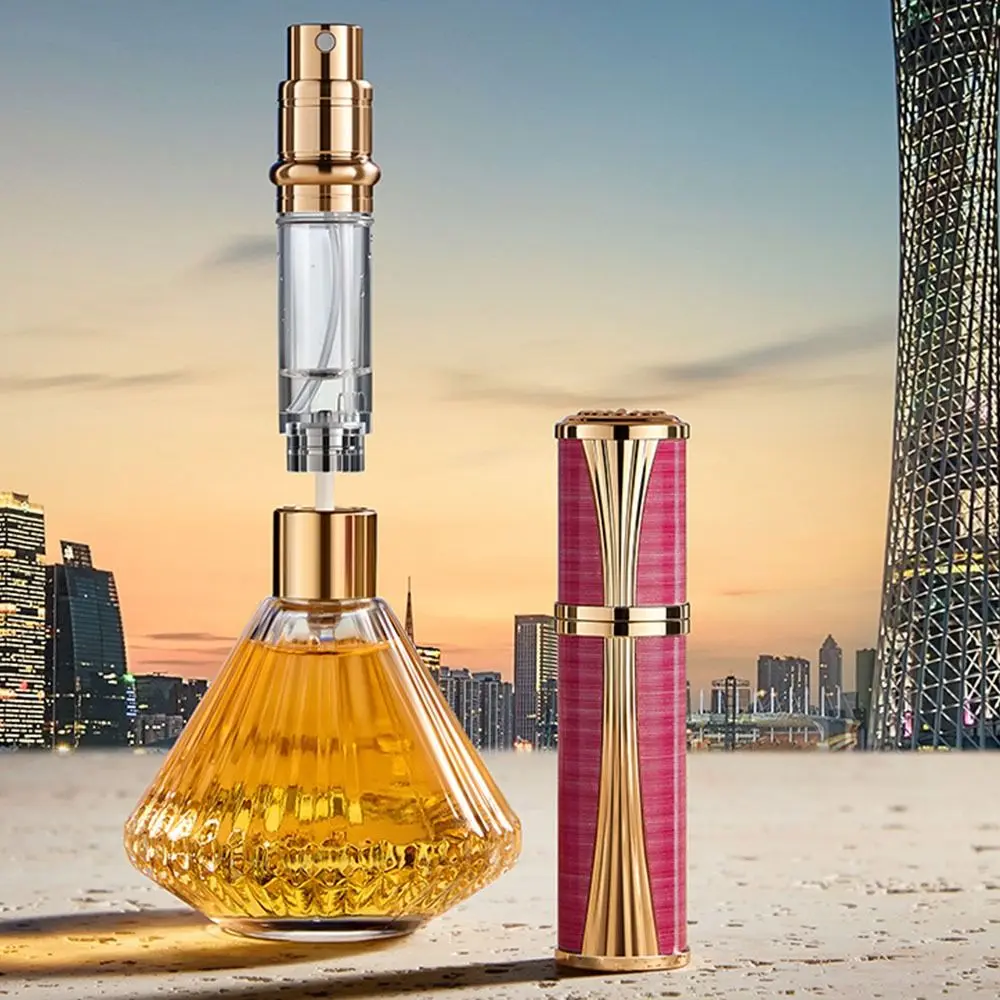 Tragbare, selbstpumpende Leder-Sprühflasche, nachfüllbare Lederflasche mit Bodenbefüllung, auslaufsicher, feiner Nebel, 5ml Zerstäuber für Reisen – Detail 3