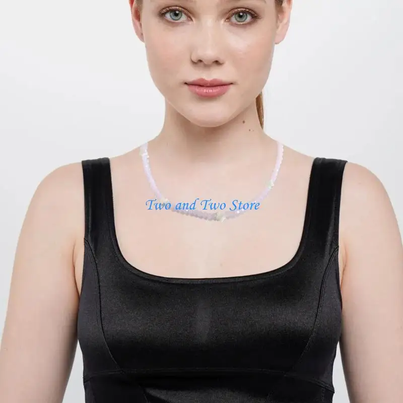 HX6F 優雅なスターシェルネックレス洗練されたちょう結びハートパール鎖骨チェーンスタイリッシュなピンククリスタルラブシェイプネックチェーン