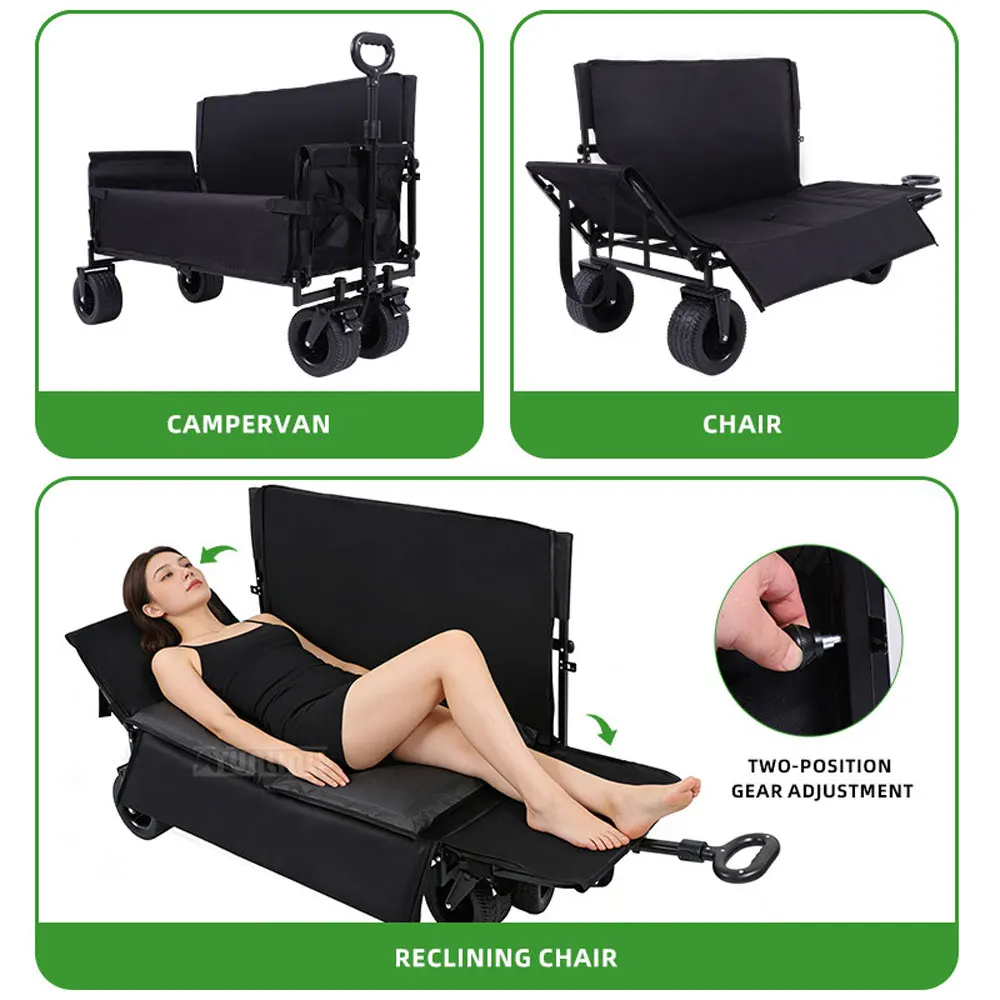 Multi-functional camping vehicle with wheels, foldable cargo van, four-wheel camp vehicle, fishing push cart
