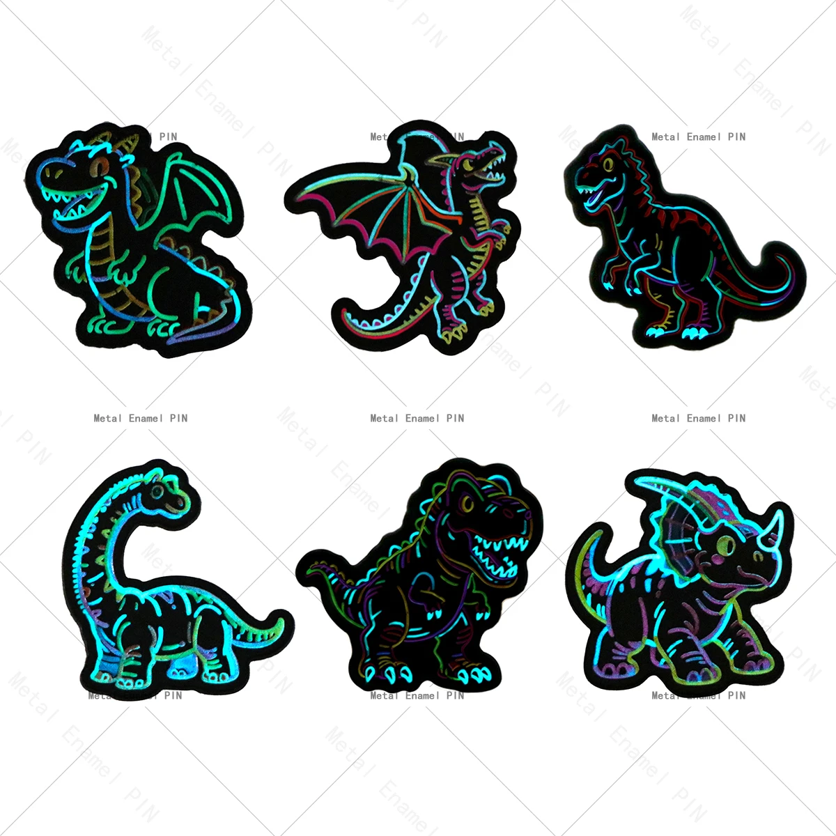 

Neon Dinosaur Luminous Enamel Cute Cartoon Lapel Pins Badges on Backpack Decoration Jewelry Accessories Friends Gifts