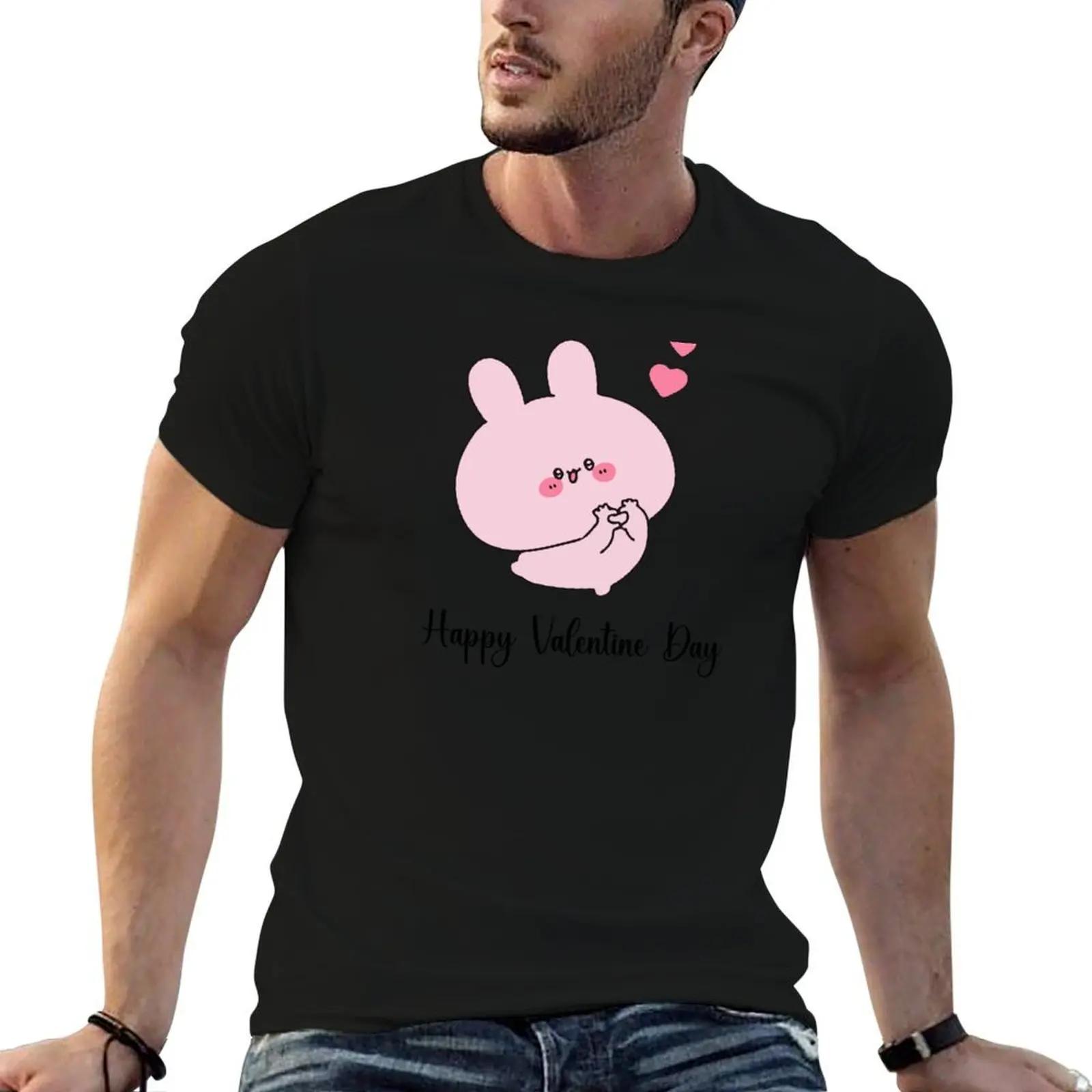 shirts men graphic Cute man man g valentine - shirt day t t Happy Heartwarming, Asamimichan for Valentine T-Shirt Bunny