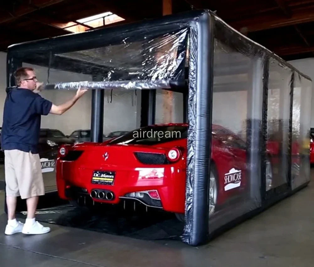 Outdoor Inflatable Carport PVC Inflatable Garage Car Cover Portable airtight Dust Proof Clear Parking Tent with air pump