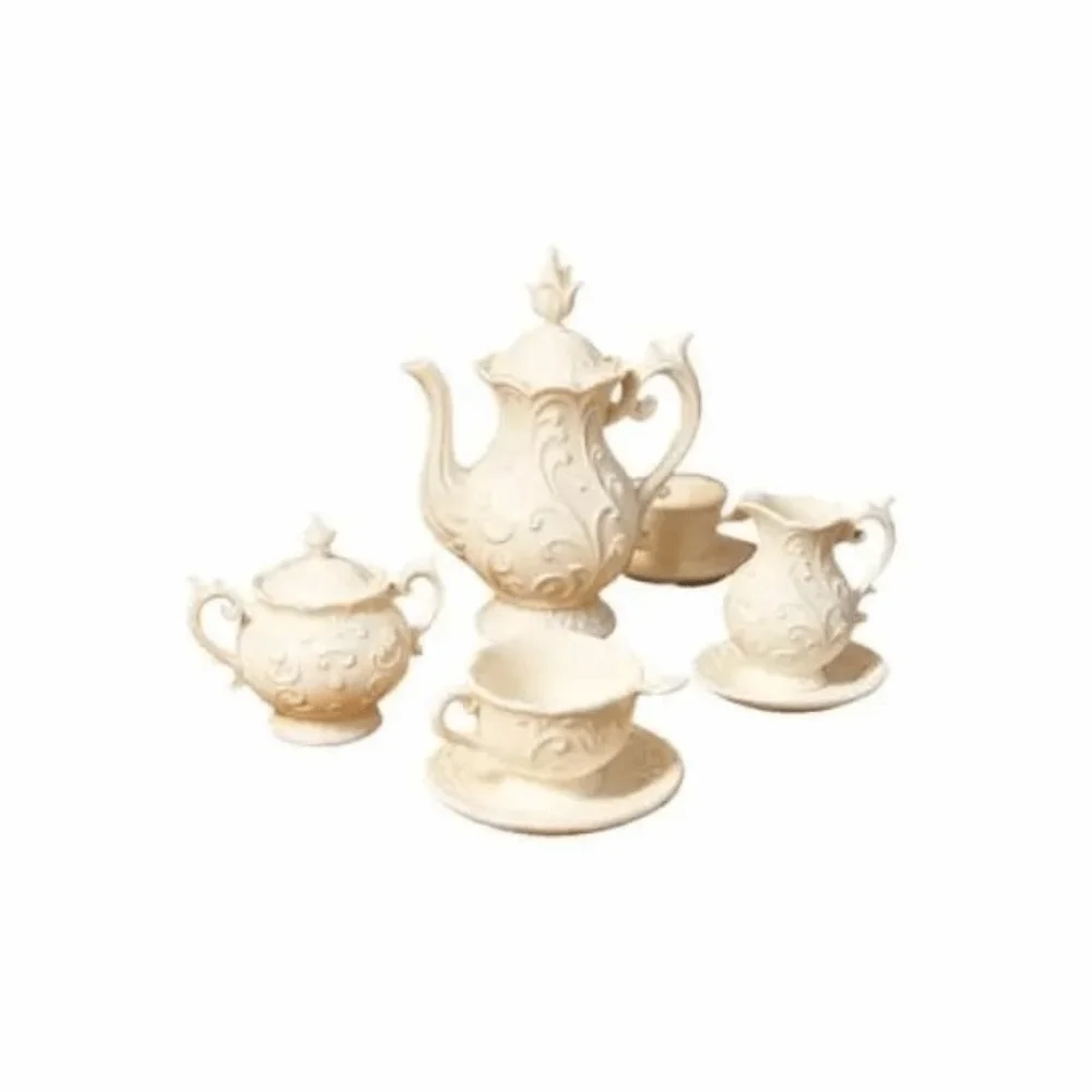 Miniature Dollhouse Teapot Miniature Scale 1:12 Simulation Model House Decor Accessories Mini Flower Relief Dish view 4