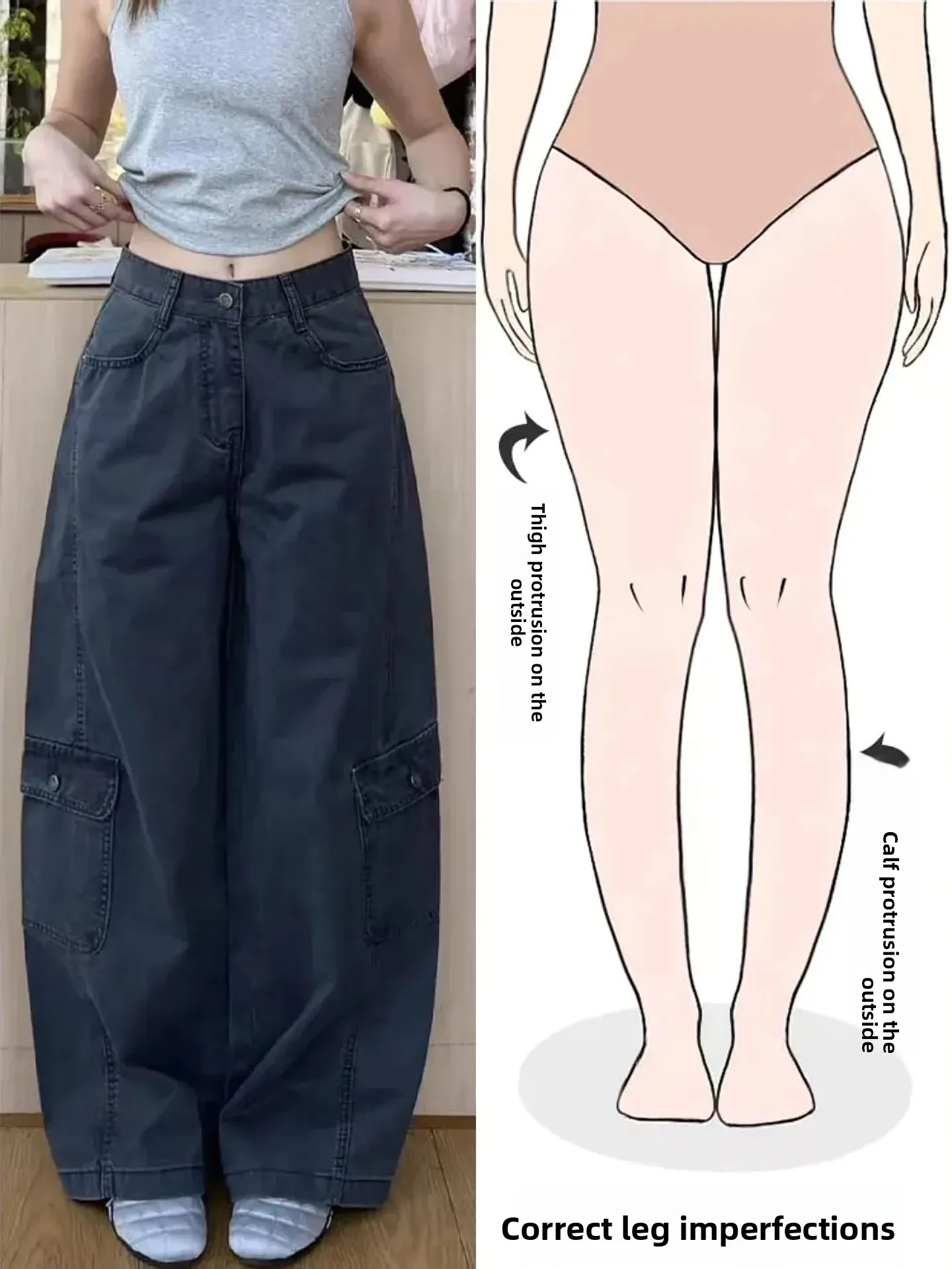 

Американские джинсы в стиле ретро с множеством карманов, женские, весенние, новые, свободные, с вырезами, для фигуры типа «груша»