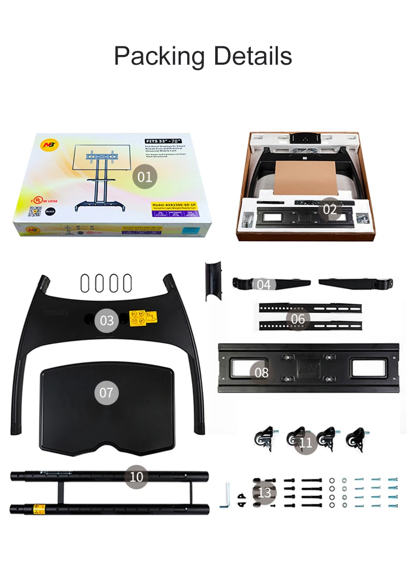 NB AVA1500-60-1P Mobile TV Cart  32\