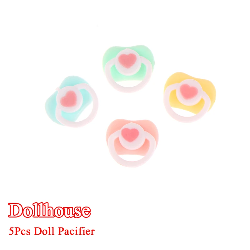 5Pcs Lovely Mini Doll Pacifier Play House Supplies Dummy Nipples For OB11 BJD Doll Baby Dolls Kids Toy Baby Pacifier Accessories