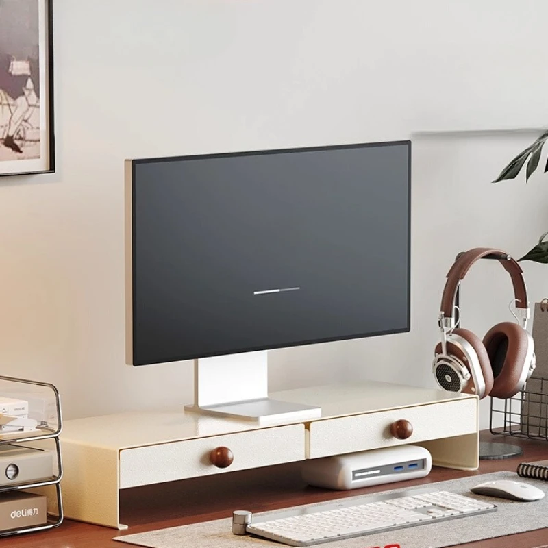 Adjustable Monitor Riser Stand with Drawer, Ergo Desktop Organizer Shelf, Computer Desk Storage Stand, Workspace Accessories