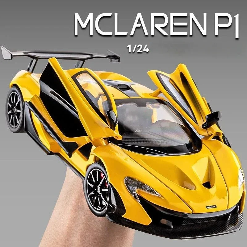 Diecast 1:24 Scale Mclaren P1 Supercar Model with Sound Light Children Boy Diecast Toy Vehicle Collection Miniature Voiture