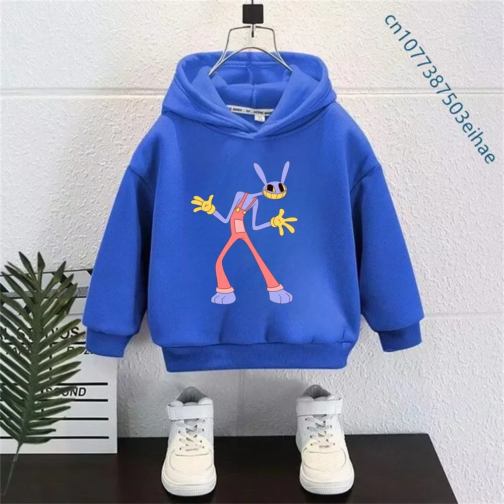 Harajuku Y2K Style Children Hoodie The Amazing Digital Circus Neon Cartoon Print Loose Long Sleeve Boys Girls Daily