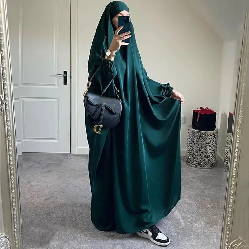 Abaya with Khimar Set Jilbab 2 Piece Ramadan Eid Jilbeb Long Hijab Dress Muslim Prayer Clothes Women Turkey Islam Dubai Outfit