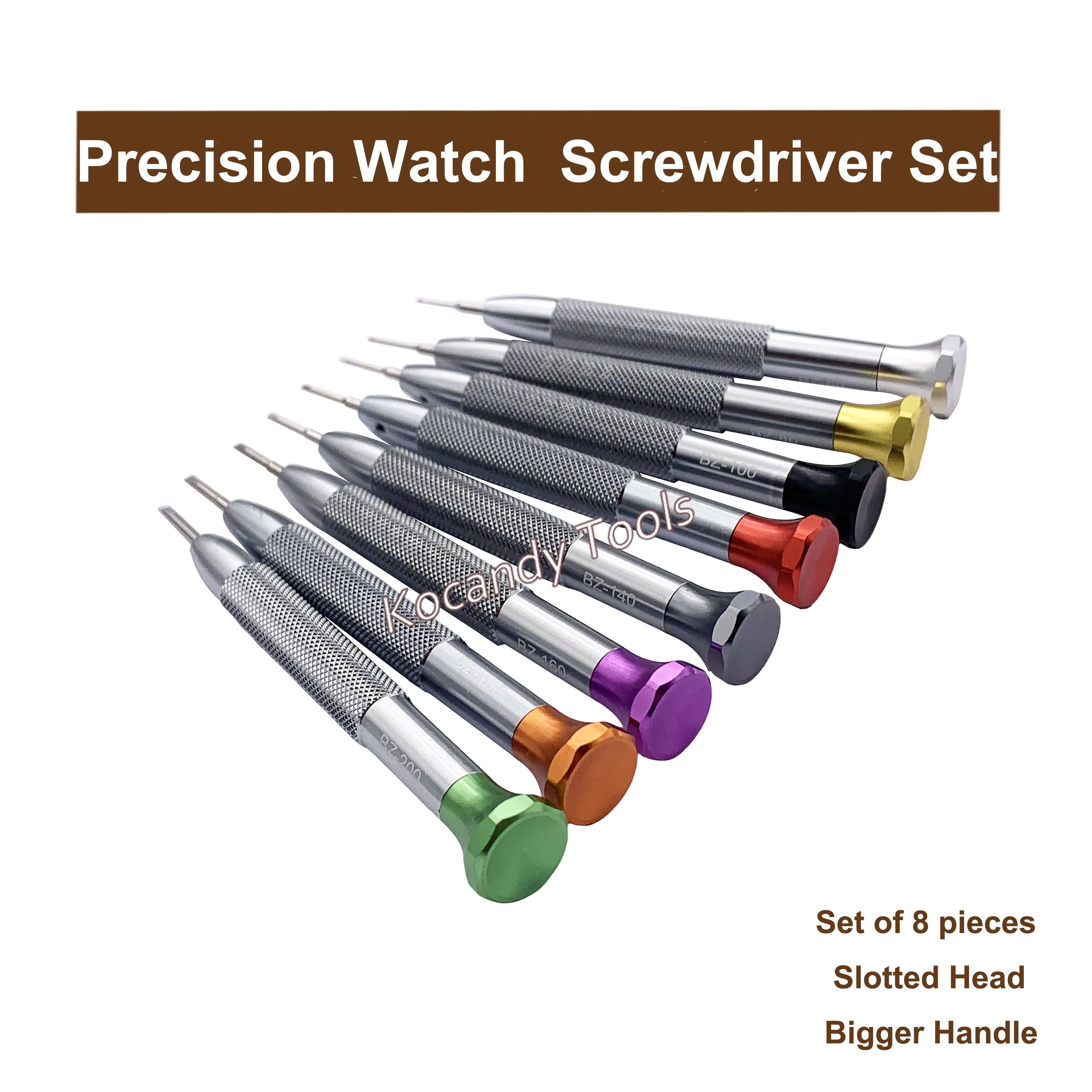 Uhren-Schraubendreher-Set, 8-teilig, geschlitzt, 0,6 mm – 2,0 mm, robustes, multifunktionales Uhrmacher-Schraubendreher-Set für die Uhrenreparatur