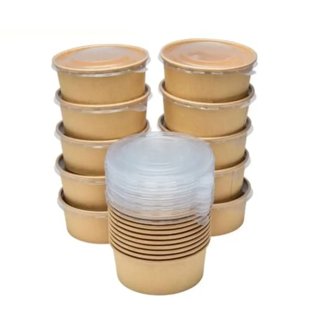 

10pcs/set Kraft Paper Lunch Box with Lid Leakproof Takeout Box Large Capacity Disposable Bento Boxes for Kitchen Accessories