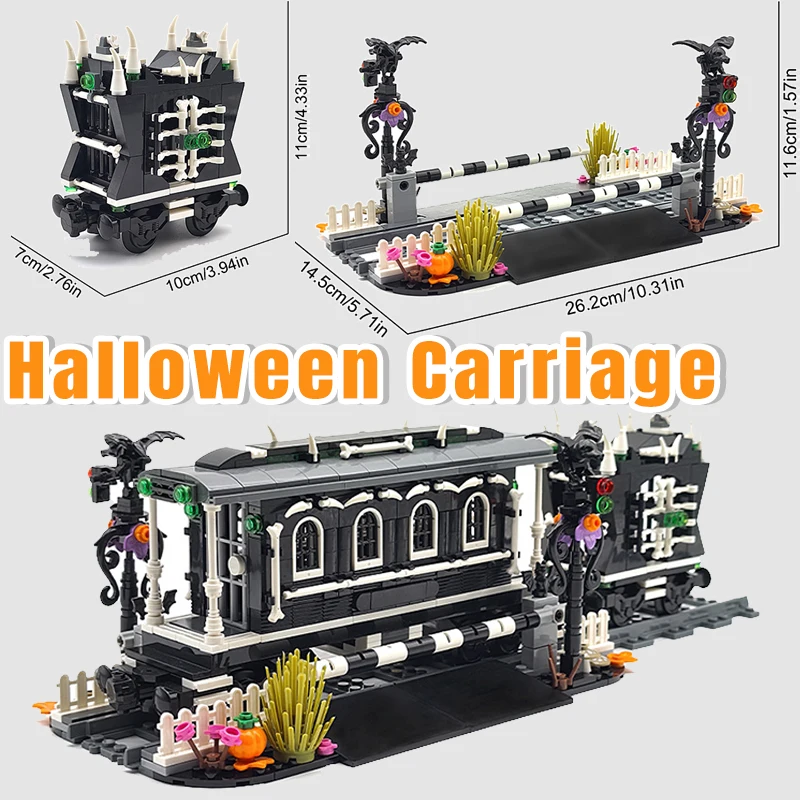 

MOC город Хэллоуин карета кладбище сцена строительный блок тыква змея ужас кирпичи призрак ад вид друг рождественские игрушки подарки