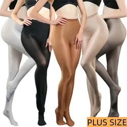 70D wysoka elastyczna Plus rozmiar błyszczące rajstopy błyszczący olejek kształtujący ciało lekkie kabaretki białe rajstopy damskie bielizna czarna