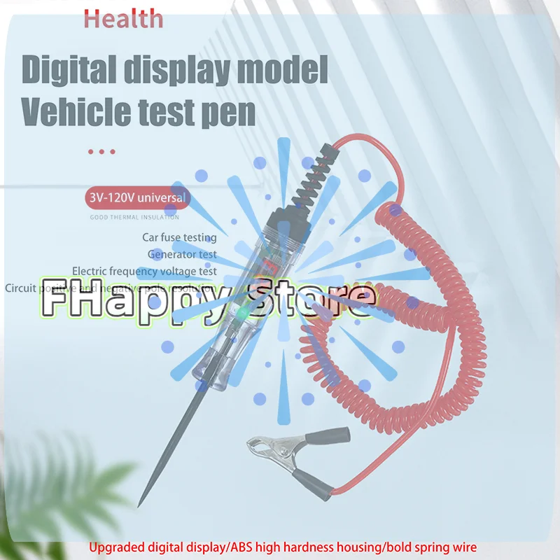 1Pc Circuit Tester 5-120V Backlit Digital LED Circuit Tester Heavy Duty Auto Test Light Digital LED Circuit Tester