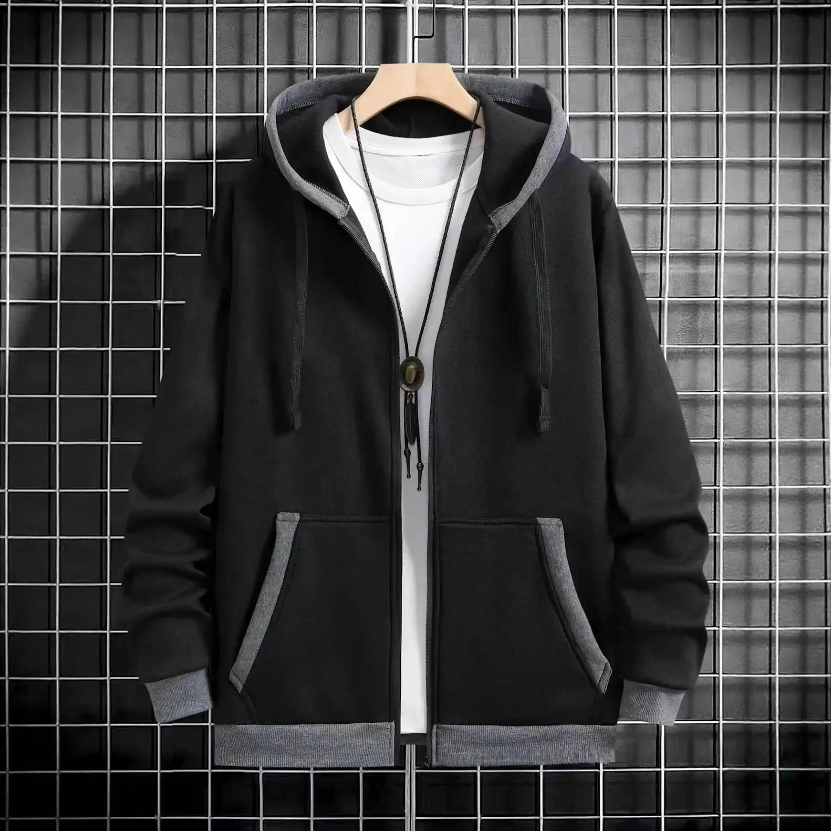 

Thickened Men's Hooded Zipper Cardigan Casual Outerwear Fashionable Sweatshirt Autumn Winter New Arrival Cross-Border Style