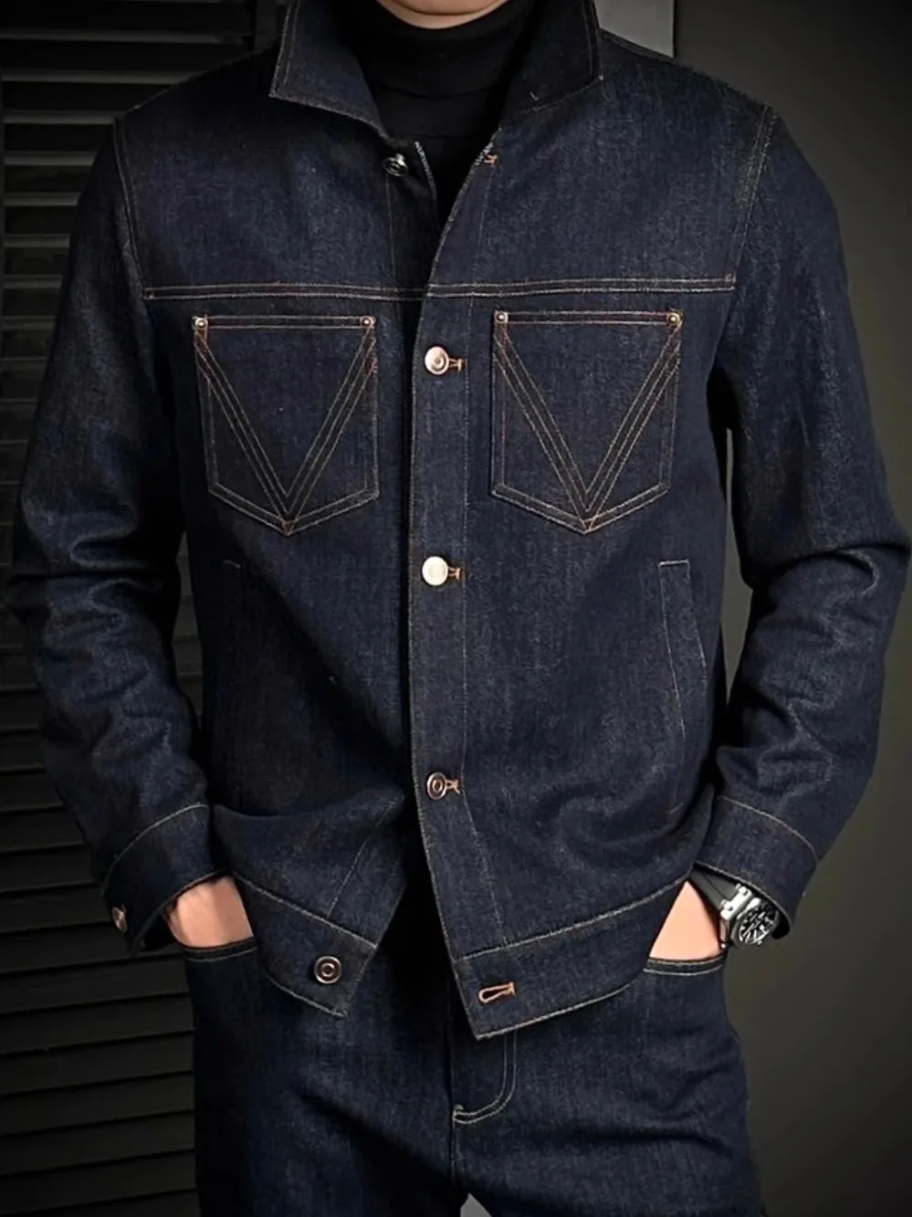 Men's Fashionable Casual Collared Jacket 3288 Comfortable All-Match Outerwear Standard Fit Long Sleeve Antibacterial