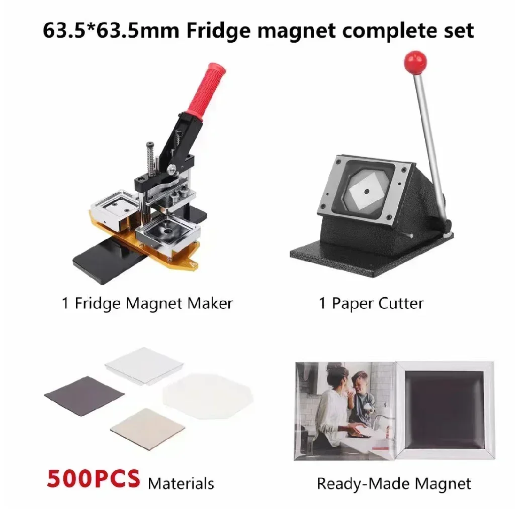 63.5*63.5mm 2.5 Inch Photo Square Button Badge Fridge Magnet Making Machine Fridge Magnet Square Button Badge Making Machines