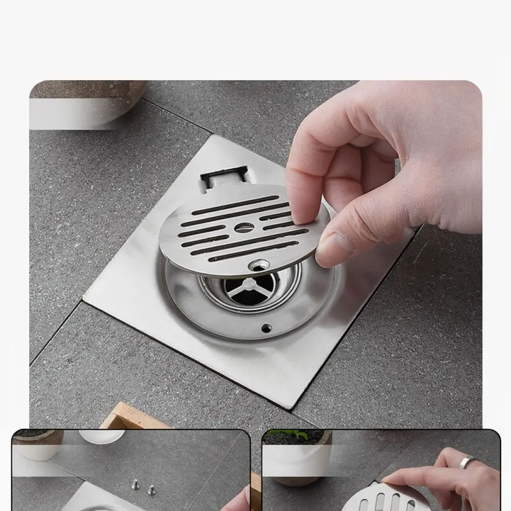 Heavy Duty 304 Stainless Steel Floor Drain With Lock Mechanism Secure Drainage Cover For Public Restroom Safety Facility