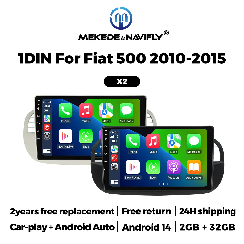 

9-дюймовый автомобильный радиоприемник с сенсорным IPS-экраном для Fiat 500 2007-2015, беспроводной CarPlay, Android Auto, GPS, мультимедийный видеоплеер с Bluetooth