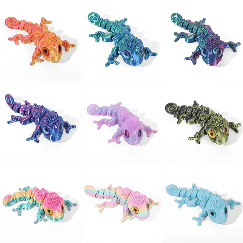

3D Printing Chameleon Ornaments Multi-joint Movable Simulation Dragon Color Cartoon Dragon Home Decoration Kids Cool Gifts