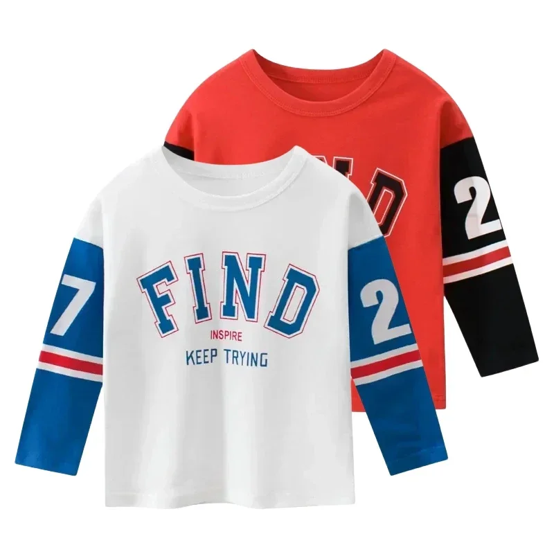 2025 Brand New Letter Print T Shirt Boys Girls Kids Clothes Spring Autumn Boy's Long Sleeve T-shirt Cotton Top Tee Dropship