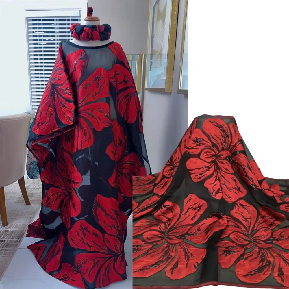 

Hot Sale frican Lace Fabric High Quality Brocade Jacquard Fabric Nigeria French Organza Lace Fabric For Women Party Dress 5 Yard