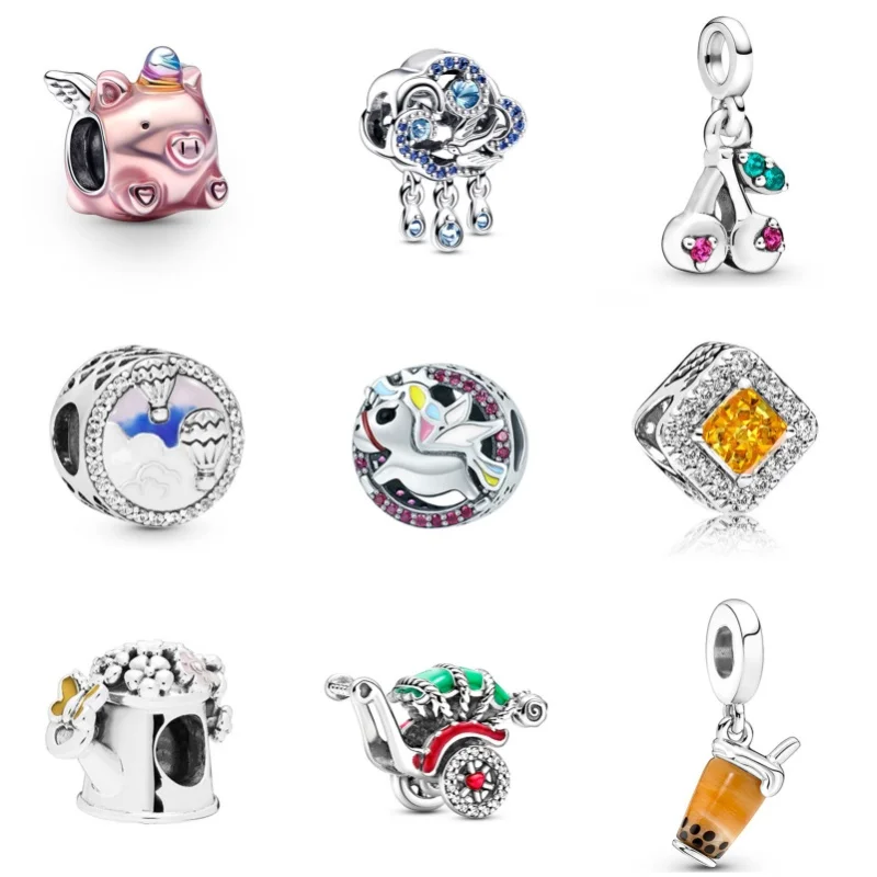 2024 New Colorful Unicorn Pendant Charm Beads For Pandora DIY Bracelet Necklace Jewelry Accessories Birthday Gifts