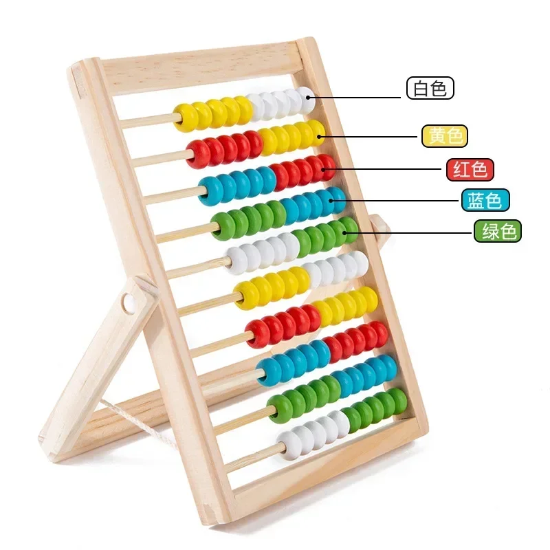 Juguete educativo clásico de madera para contar, 100 cuentas, juguetes de aprendizaje de matemáticas en preescolar, números Montessori, Ábaco aritmético, regalo para niños pequeños