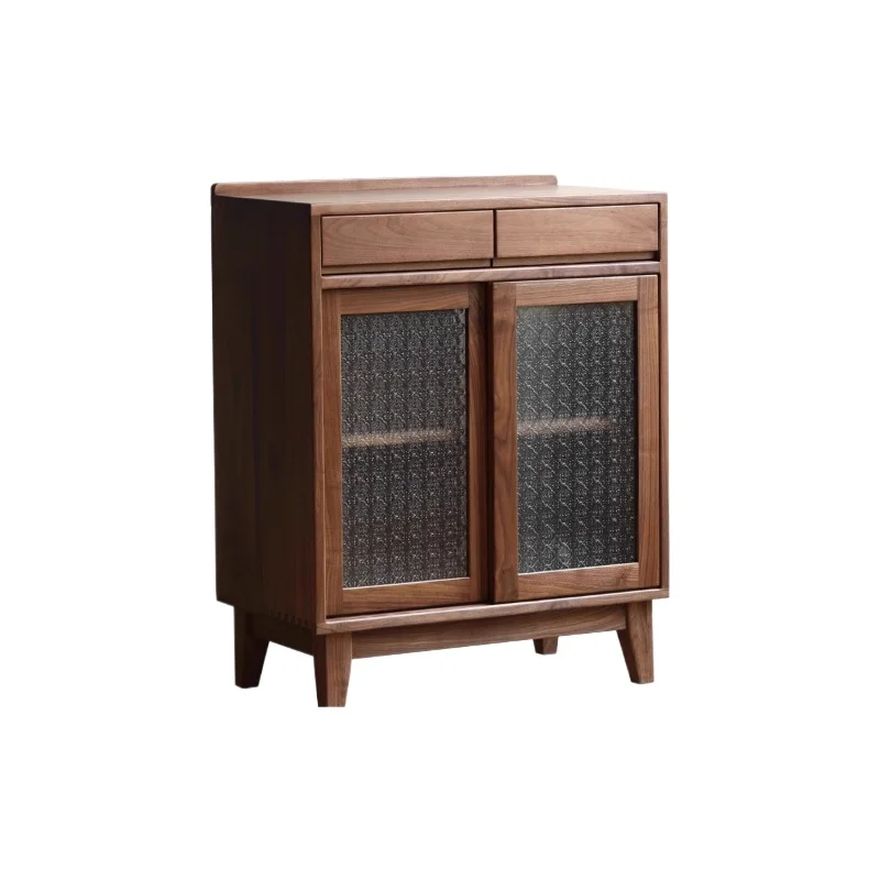 

Black walnut dining side cabinet Solid wood Nordic tea cabinet Modern simple storage locker Sofa side cabinet