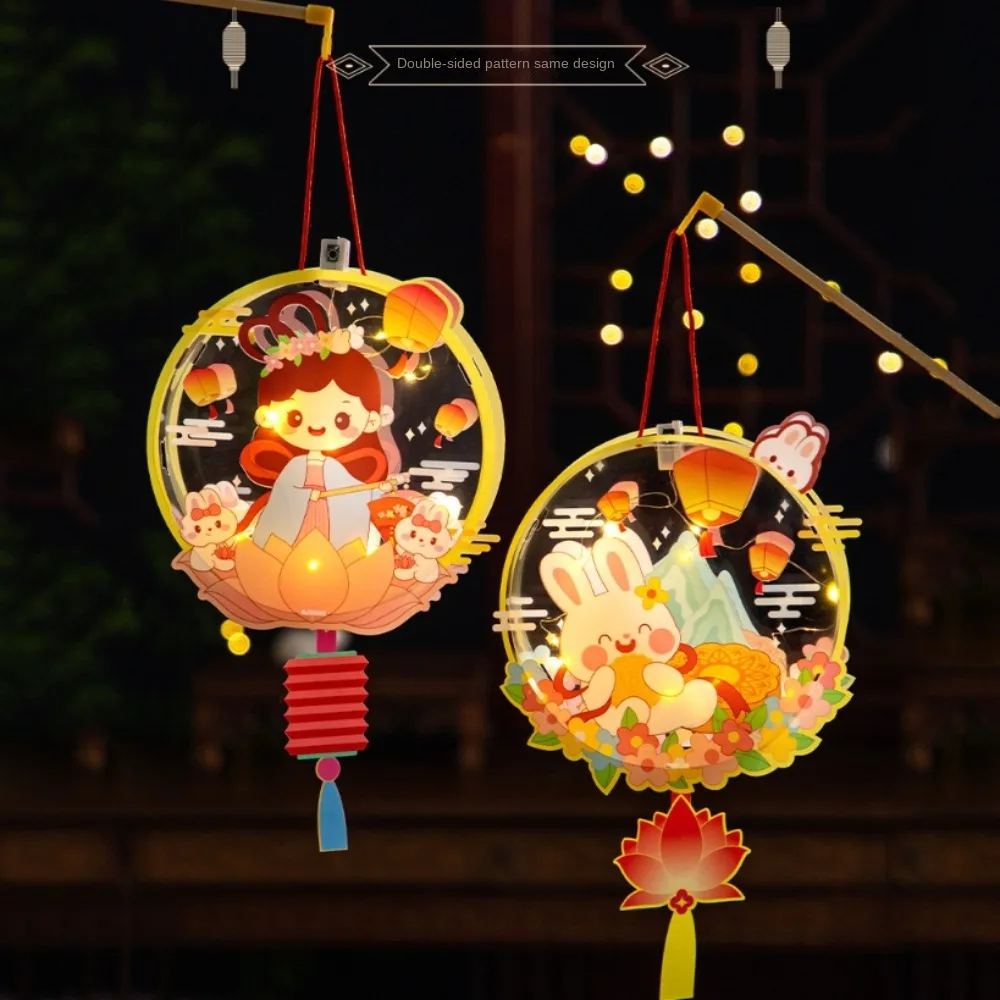 

Фестивальный фонарь средней осени из ПВХ, китайский фестивальный светильник, фонарь средней осени с кроликом, сделай сам, светящийся