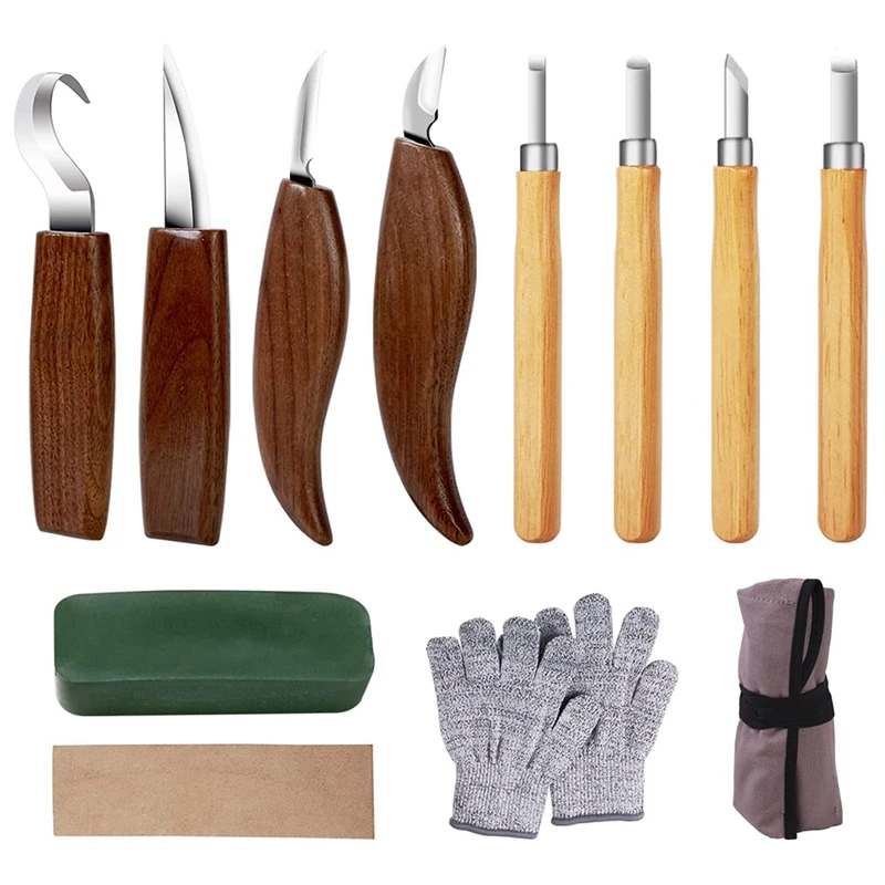 

ABSF Wood Carving Tool 8 In 1 Wood Carving Tool Kit, Wood Carving Knives, With Non-Slip Cutting Gloves,Suitable For Sculpture