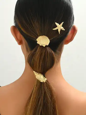 여자의 금속 머리핀 패션 성격 우아한 헤어 액세서리 Y2K Kauri Conch 불가사리 머리핀 할로윈 장식