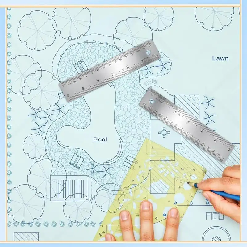 -A60I Replacement Parts Kit 3 Pcs 6-Inch Non-Slip Metal Ruler With Cork Backing, Straight Edge Cork Base Rulers For Woodworking