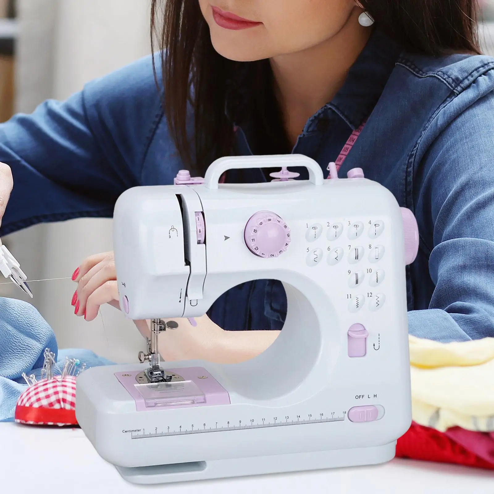 Domestic Sewing Machine with Foot Pedal Compact Size Portable Sewing Machine