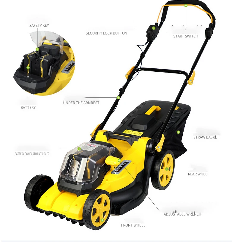 Walk Behind Scarifier Lawn Dethatcher Raker Electric Lawn Mower 40V/58V Lithium-ion Cordless Battery Walk Behind Push Land Mower