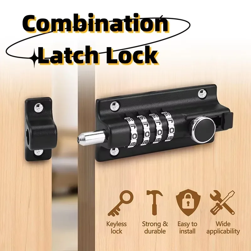 smart door locks Lock Black Silver Bolt Metal Door Latch Anti-theft Safety Combination Digit Padlock