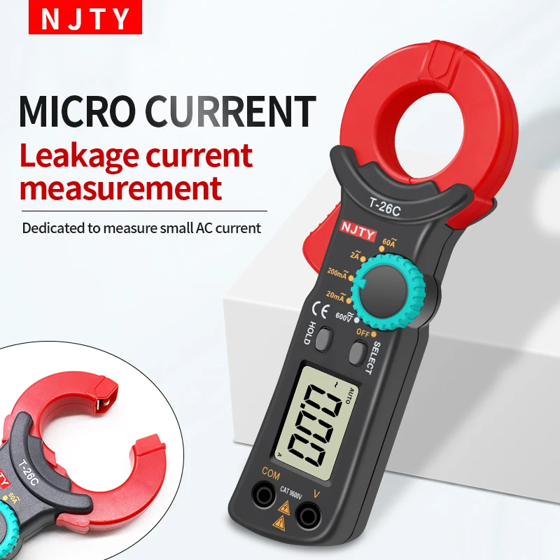 NJTY T-26C Professional Leakage Current Test Digital Clamp Meter 20mA~60A Leakage Detection precision current 0.01A Auto Range