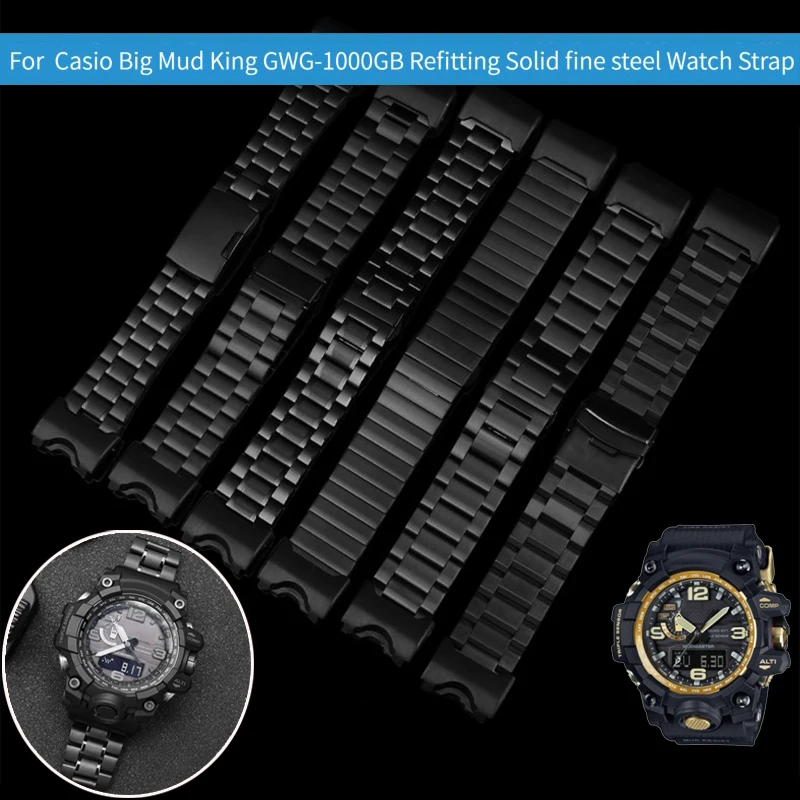 Stainless steel WatchBand For Casio G-SHOCK GWG-1000-1A/A3/1A1 GB/GG Black Men Sport Waterproof Wrist strap Bracelet Accessories