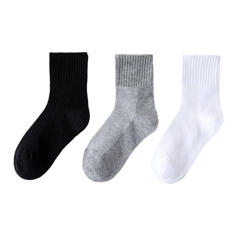 5pair/lot Breathable Men\'s Socks Black White Socks Businness Casual Crew Long Sock Mide Tube Men Mesh Thin Summer Socks