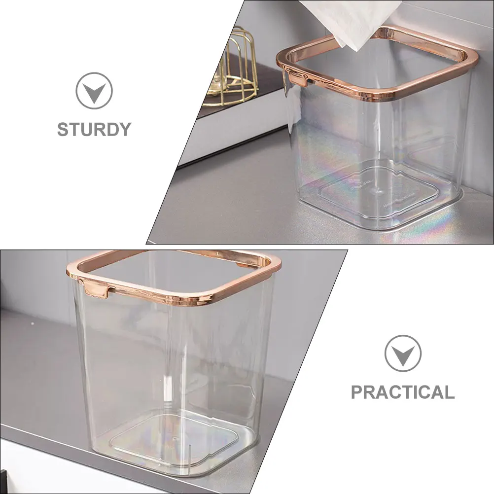 

2Pcs Versatile Trash Container Creative PET Garbage Can Clear Design for All Spaces