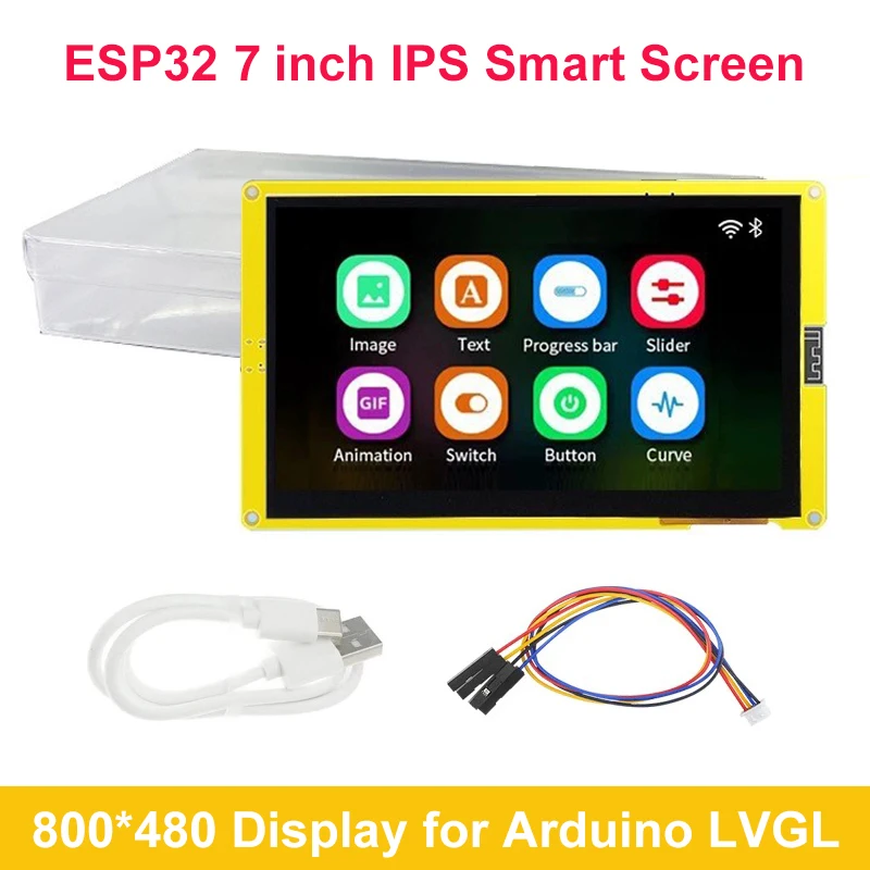 ESP32 7 Inch Smart Screen for Arduino LVGL Development Board HMI 8M PSRAM 16M Flash WiFi BT With Tutorial 800x480 Display LCD