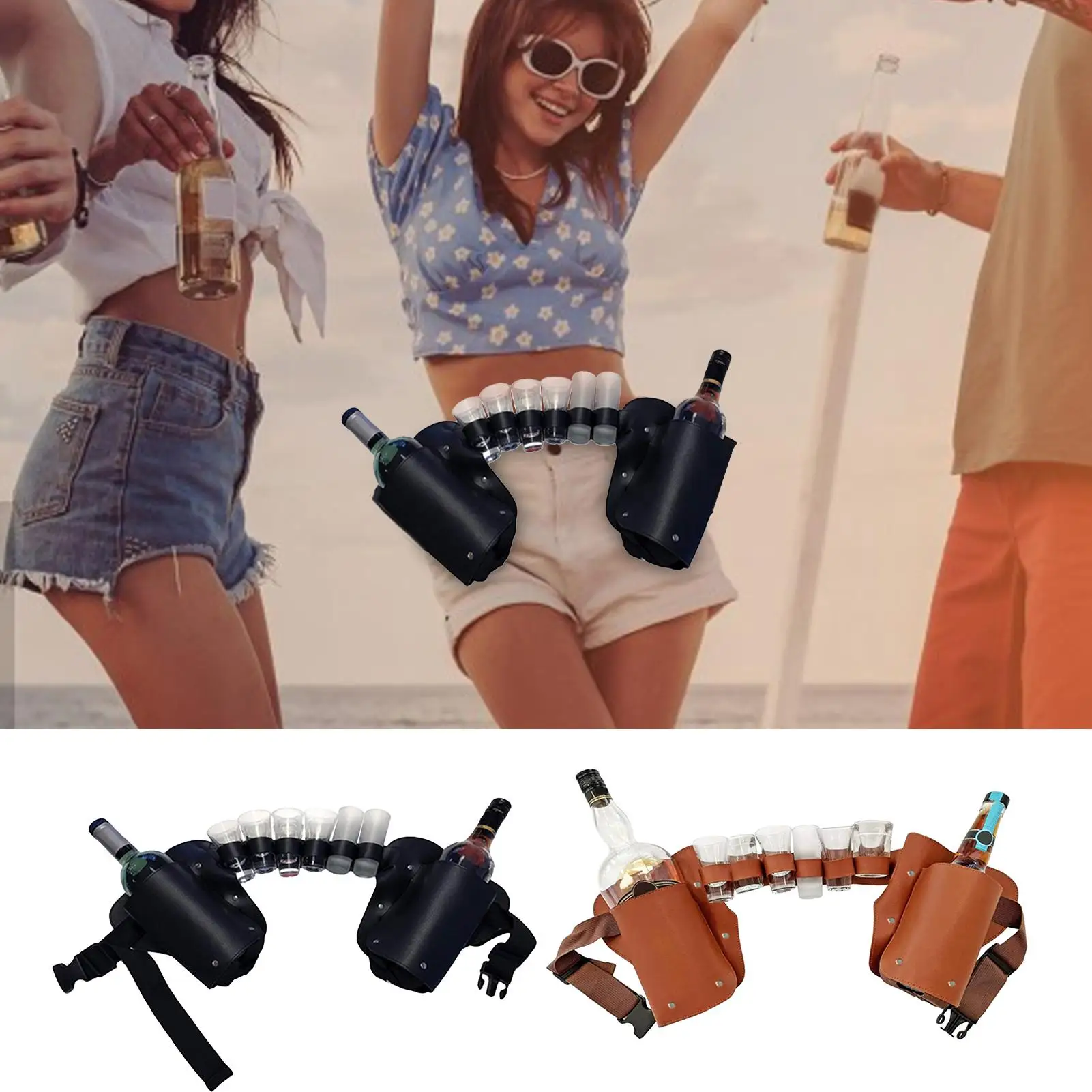 Adjustable Waist Beer Bottle Waist Bag Drink Holder For Camping Portable Beer Belt Bag Wine Bottles Can Holder Waist Pack Bag