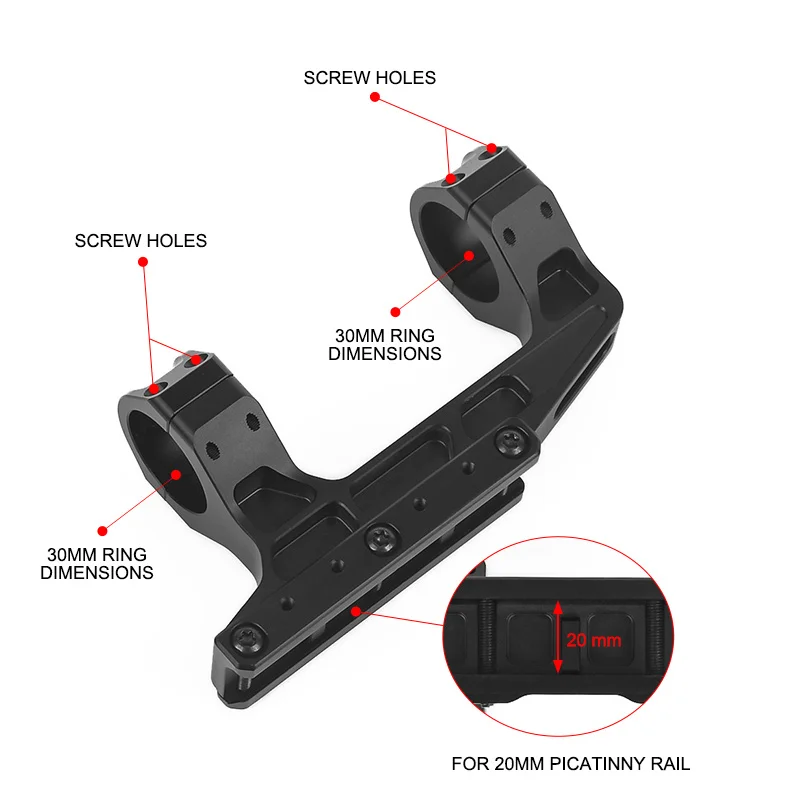 WADSN-linterna de punto rojo Airsoft para arma de Rifle AR15, montaje de alcance rápido, riel Picatiny, accesorios de Base de mira, 30mm