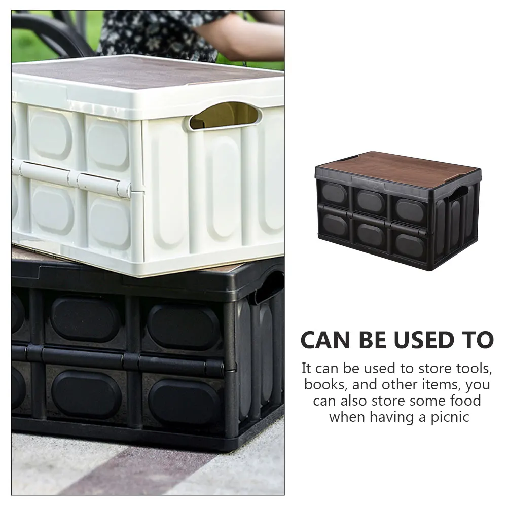 

Folding Storage Trunk Organizer Heavy Duty Large Capacity Home Compartment For Clothes Tools Plastic Sundries Box Black