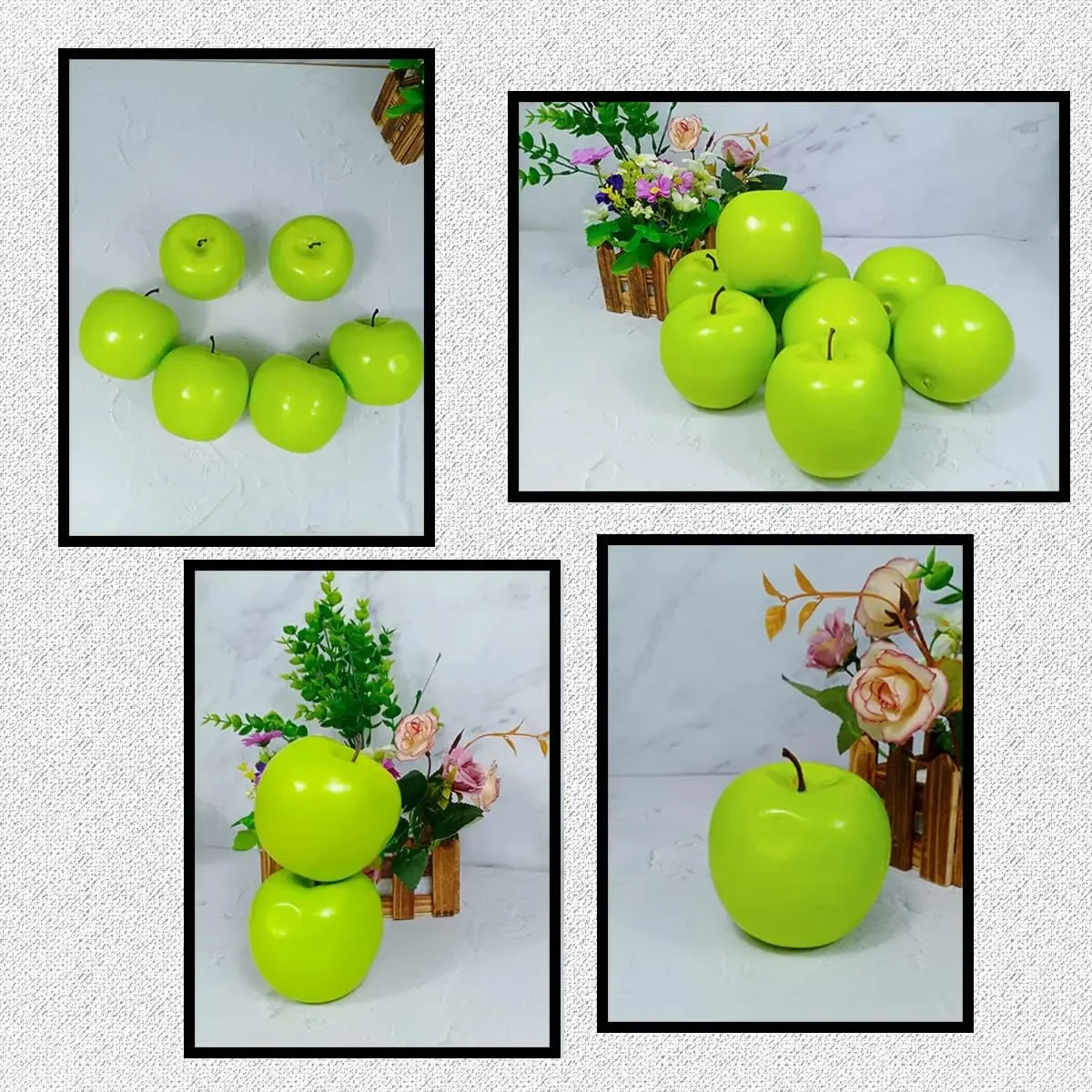 Artificial Green Apple Fruits Faux Foam Plastic Decorative Dents for Making Faux Caramel, 12Pcs