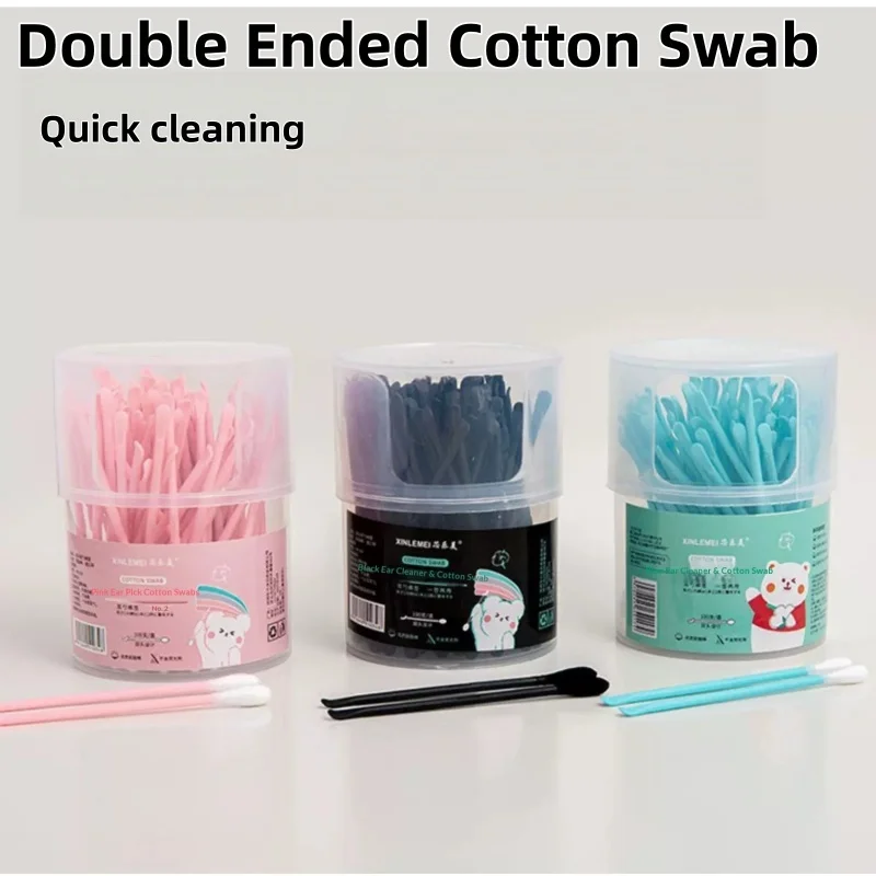 Disposable Double Ended Cotton Swabs Ear Pick Spoon 2 in1 Multi-purpose Soft Cotton Buds for Ear Cleaning Makeup Beauty Tool