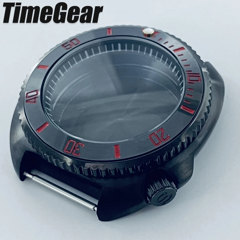 44mm PVD Black 6105 6309 Turtle Turtle Abalone Captain Watch Case S Crown For NH34 NH35 NH36 4R36 7S26 Movement