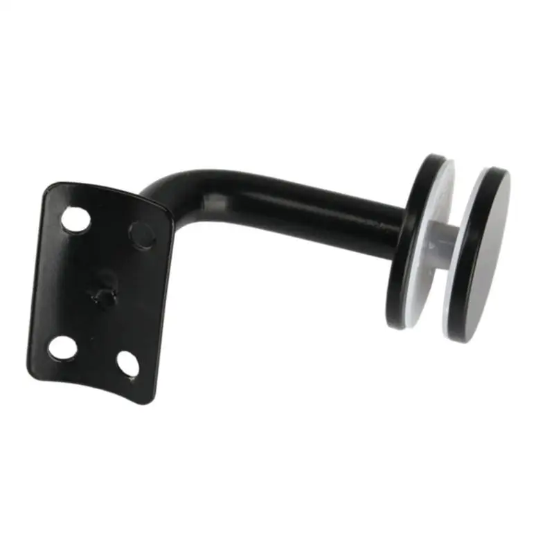 652F Stair Glass Support Hardware, Fixed-Plate Mounting Design with Black Finish, 2-Piece Set for Glass-to-Rail Installation