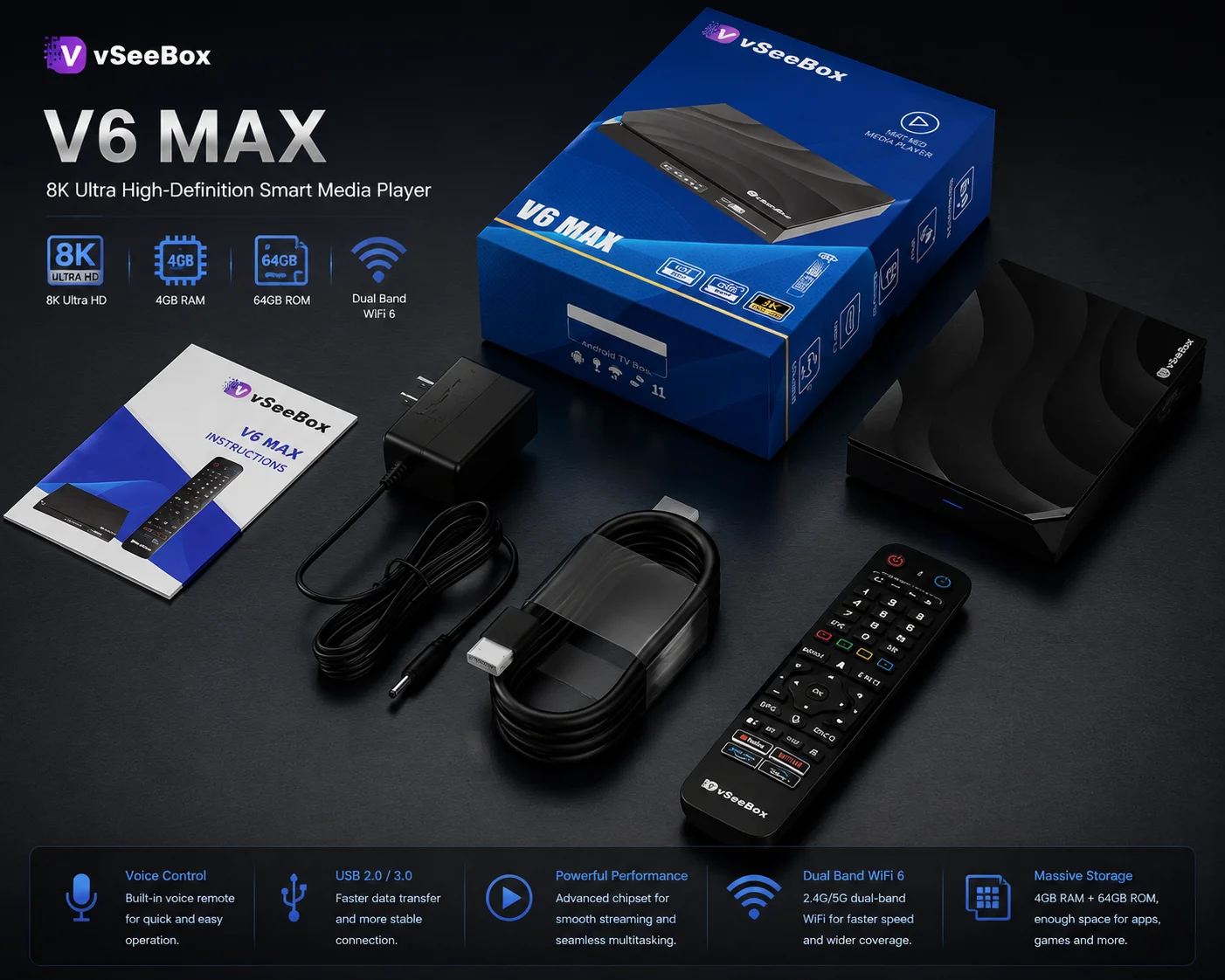 Vseebox V6 Max, 4GB+64GB, Vsee - Women Accessories Pandora 评论和价格